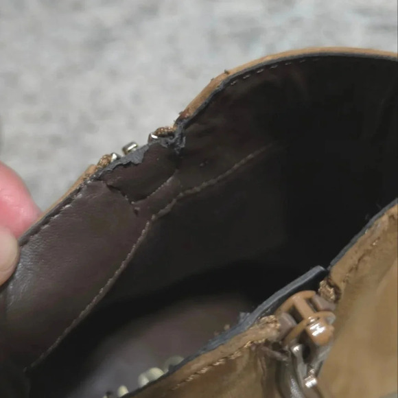 ALDO Mathia Brown Cognac Genuine Suede Block Heel Booties, Pre-loved, Zipper, 7 - Picture 10 of 16